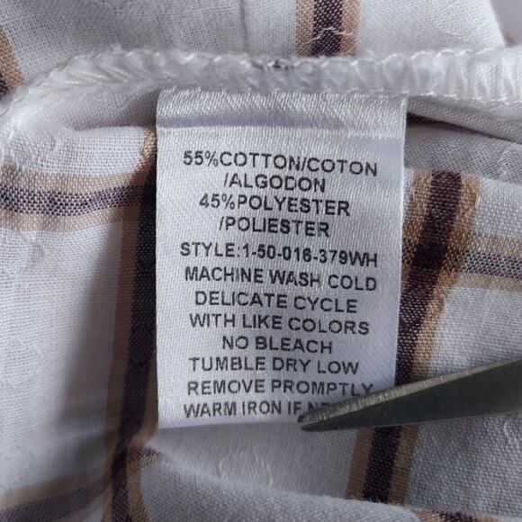 Roper Women's Brown and White Plaid Shirt Pearl Snaps Cowgirl Western Ranch LRG - Picture 8 of 9